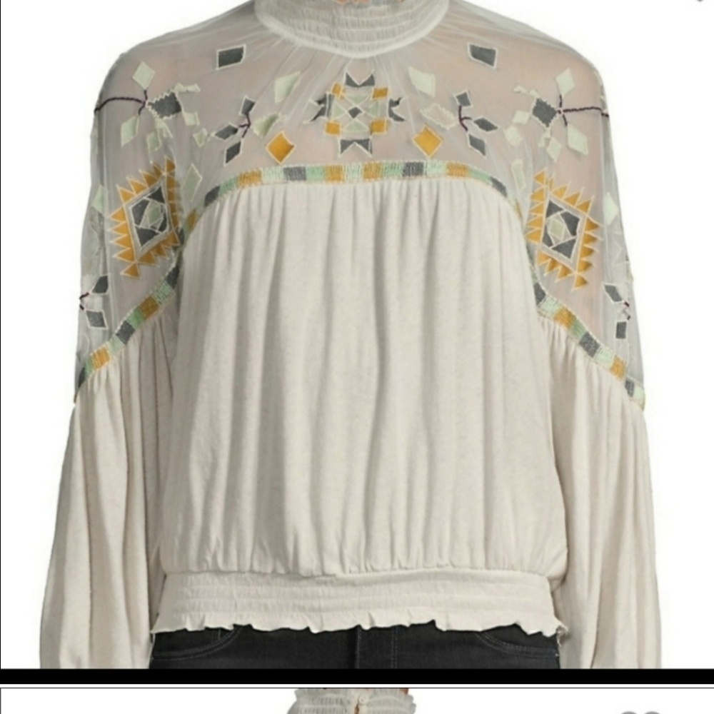 Free people Monday Morning Embroidered mesh top